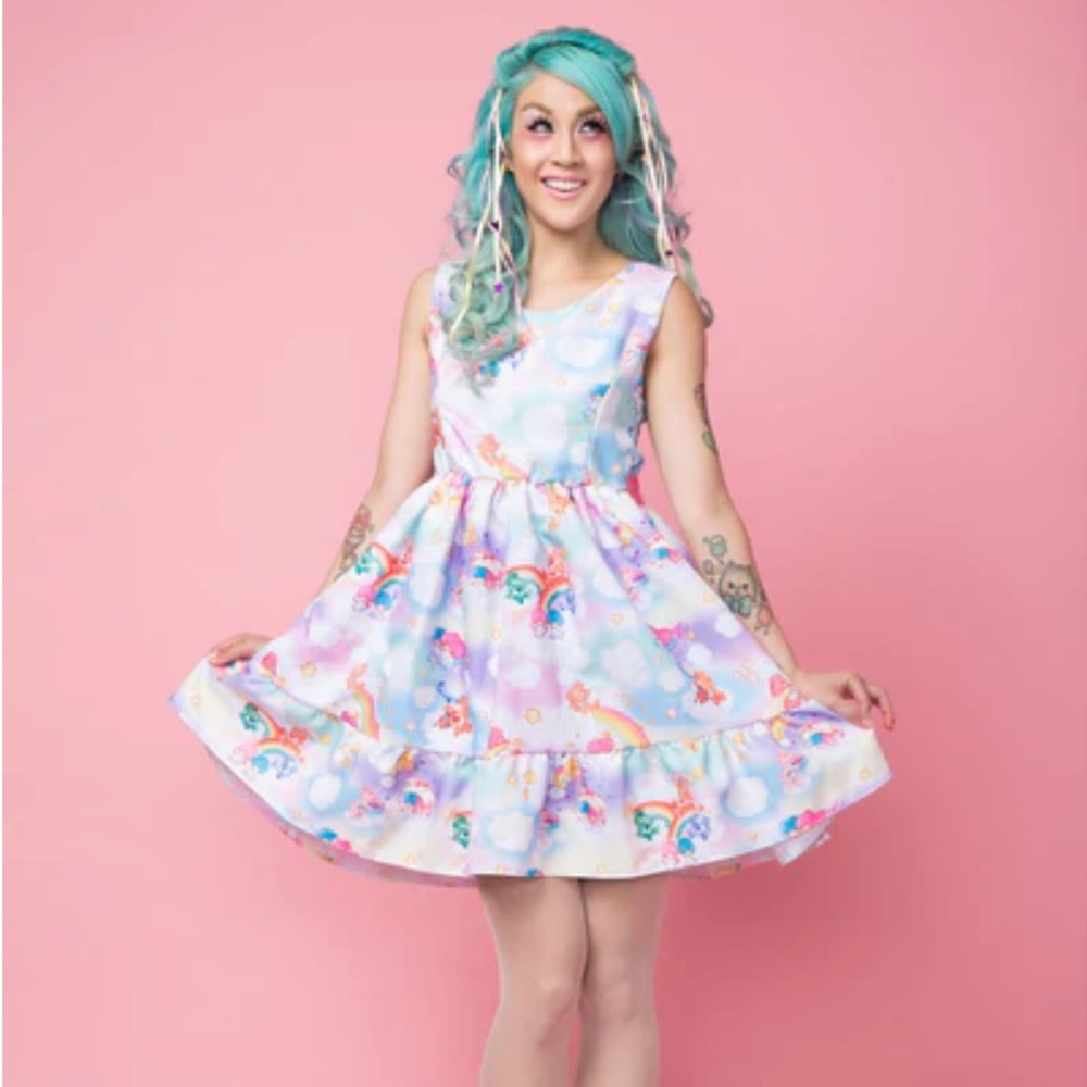 Pastel Clouds Care Bears + little twin stars dress, new without tags